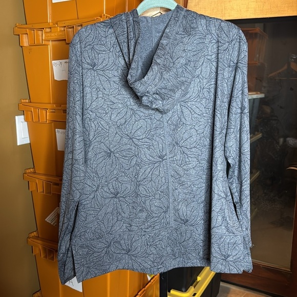 Free2B Gray Floral Fleece Lined Hooded Jacket w/ Thumbholes Size XL - Picture 10 of 12